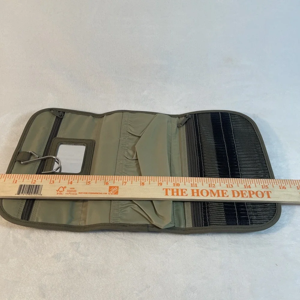 Olive‎ Green Suede Travel Hanging Toiletry Makeup Jewelry Organizer Adjustable